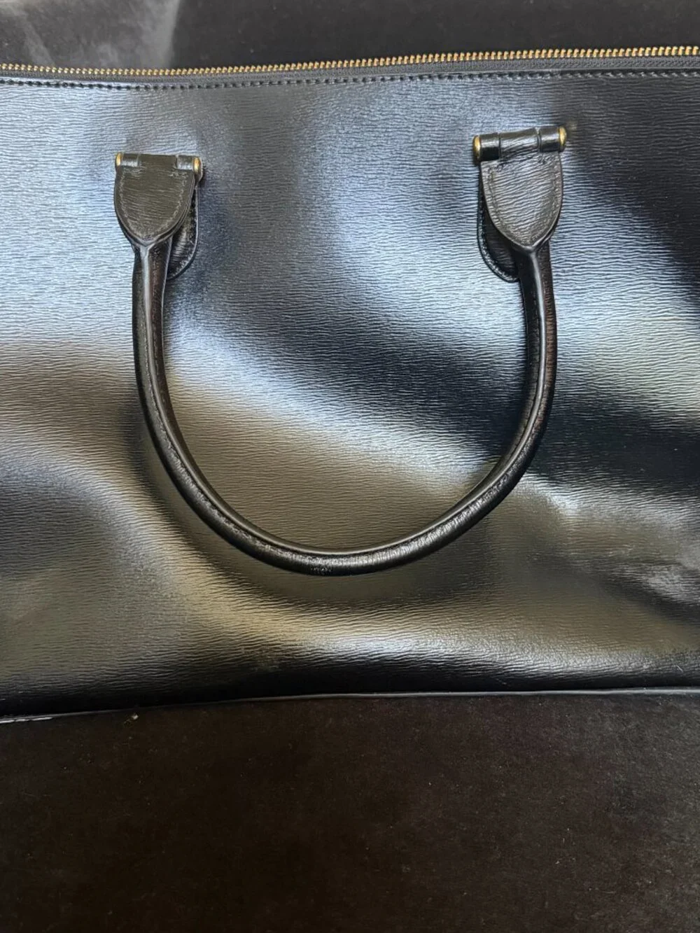 Lauren Ralph Lauren Black Saffiano Leather Triple Compartment Satchel Tote RLL